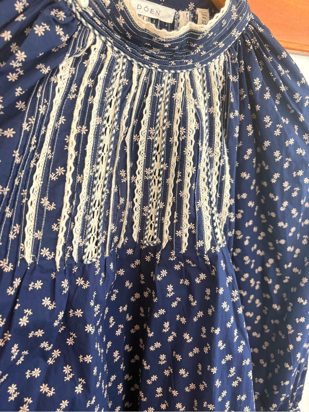 DOEN Navy Beatrice long sleeve floral dress - Picture 7 of 12